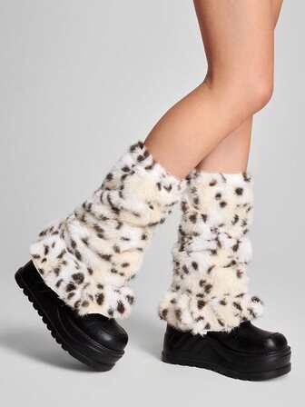 Fairycore 1 Paio di Calzini Riscaldanti Vintage Casual di Alta Qualità e Moda, Beige con Stampa Pois e Cervi, Adatti per Uso Quotidiano di Donne/Ragazze, Regalo Perfetto per le Vacanze