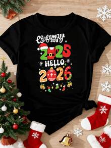 camisetas blusas para dama casuales elegantes premium playeras disfracessudaderas para mujer camisetas de mujer liso playera disfraces de mujer ni'adisfraz disfraces de mujer blusas elegantes dama she in rosie elegant piiamasmujeres pljama mujer pijamas para parejas blusas para mujer disfraz de Navidad - Negro - Ver 1
