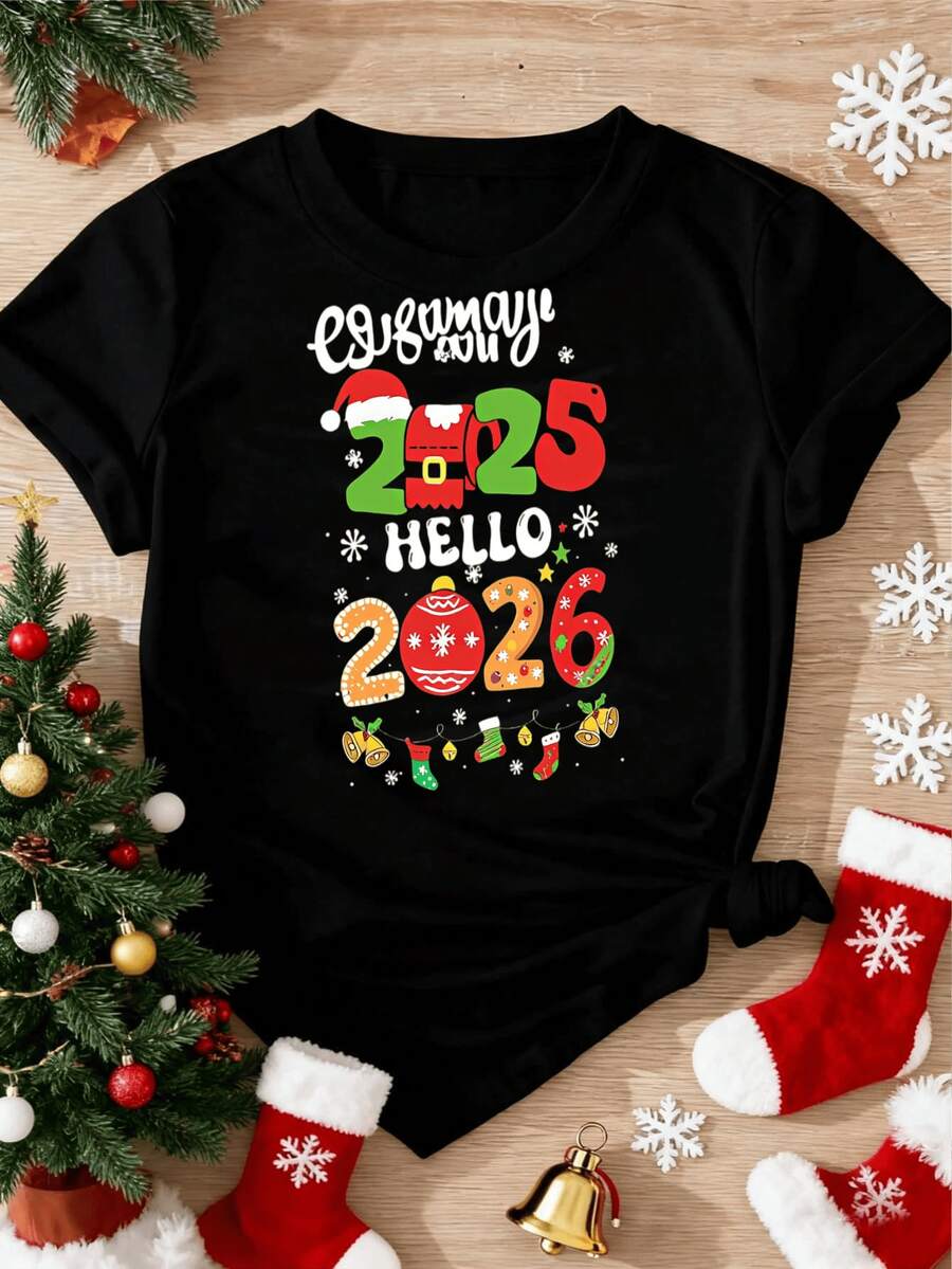 camisetas blusas para dama casuales elegantes premium playeras disfracessudaderas para mujer camisetas de mujer liso playera disfraces de mujer ni'adisfraz disfraces de mujer blusas elegantes dama she in rosie elegant piiamasmujeres pljama mujer pijamas para parejas blusas para mujer disfraz de Navidad - Negro - Ver 1