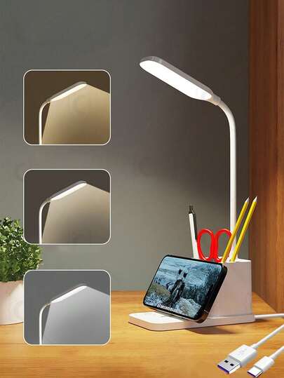 1PC Wireless Charger Desk Lamp ,Touch Switch Desk Lamps For Home Office,Suitable For Mobile Phones With Wireless Charging Function,Table Lamp For Bedroom Bedside Study,White