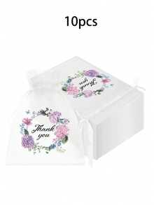 10/20/30pcs Organza Bags,Thank You Organza Drawstring Bags,Thank You Gift Bags,Sheer Organza Bags - Multicolor - View 16