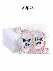 10/20/30pcs Organza Bags,Thank You Organza Drawstring Bags,Thank You Gift Bags,Sheer Organza Bags - Multicolor - View 18