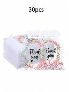10/20/30pcs Organza Bags,Thank You Organza Drawstring Bags,Thank You Gift Bags,Sheer Organza Bags - Multicolor - View 19
