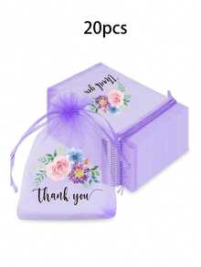 10/20/30pcs Organza Bags,Thank You Organza Drawstring Bags,Thank You Gift Bags,Sheer Organza Bags - Multicolor - View 21