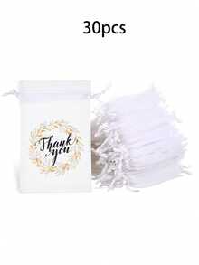 10/20/30pcs Organza Bags,Thank You Organza Drawstring Bags,Thank You Gift Bags,Sheer Organza Bags - Multicolor - View 22