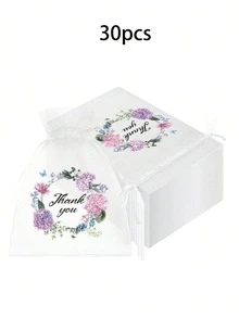 10/20/30pcs Organza Bags,Thank You Organza Drawstring Bags,Thank You Gift Bags,Sheer Organza Bags - Multicolor - View 14