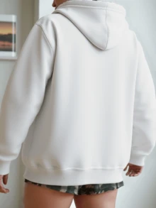 Paquete 2 hoodies mujer lisas sudaderas básicas gorro capucha puños acanalados calientita cómoda diario - Blanco y Negro - Ver 3