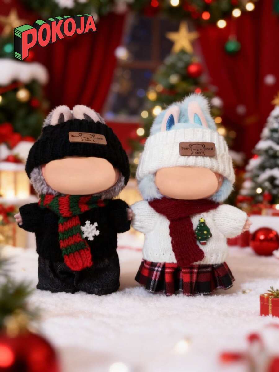 [仅服装] 拉布布服装，适合17厘米娃娃的服装，情侣圣诞毛衣，时尚高级，生日/节日礼物 - 彩色 - 查看 1