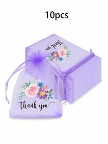 10/20/30pcs Organza Bags,Thank You Organza Drawstring Bags,Thank You Gift Bags,Sheer Organza Bags - Multicolor - View 13