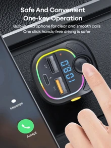 Teckwe Bộ chuyển đổi Bluetooth USB C cho ô tô, Bộ phát sóng FM không dây AUX, Bộ sạc nhanh PD 15W, Gọi điện thoại rảnh tay & Bộ thu âm thanh, Máy nghe nhạc MP3, Bộ sạc USB QC3.0 & Type-C PD, Đèn nền LED nhiều màu, Hỗ trợ thẻ TF, Bật lửa sạc nhanh, Phụ kiện ô tô, Đồ dùng siêu thiết thực cho ô tô - màu đen - Xem 7