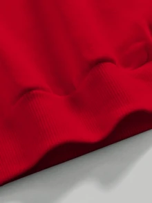 Mujer sudadera casual patrón lazo ajustada cuello con capucha manga larga otoño invierno uso diario sudadera - Rojo - Ver 3