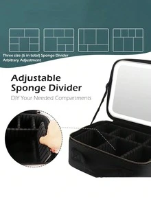 X Milania 1PC-Travel Makeup Bag With Mirror Large Capacity Cosmetic Storage Box Travel Portable Makeup Bag Case With LED Light Mirror Makeup Accessories For Travel Storage Bag,Makeup Bag,Cosmetic Bag,Vacation Organizer,Large Capacity Makeup Organizer Makeup Case, For Lipstick - Black - View 6