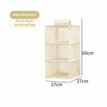 1pc Beige Underwear Storage Bag, Hanging Storage Bag, Bedside Wall Hanging Storage Bag, Fabric Hanging Storage Bag, Hat Storage Bag, Non-Woven Fabric Washable Storage Bag, Cabinet Wardrobe Organizer - Beige - View 9