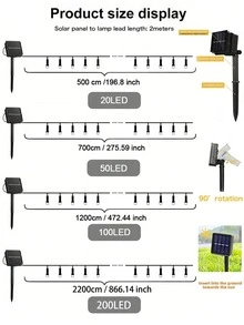 LED Solar String Lights Outdoor Light Strings Waterproof Solar Powered String Light With 8 Lighting Modes For Garden Patio Yard Fence Christmas Tree Decoration With Fairy Lights Ambience For Outside Tree, Courtyard, Wedding, Gazebo, Party, Home, Lawn, Camping And Holiday Decor Garden Lights Christmas Decoration - Multicolor - View 8