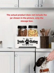 1pc Wooden Dog Treat Containers, Dog Food Containers, Storage Boxes, Pet Supplies And Toy Organizers Available Now. Can Hold Keys, Phones, Remote Controls, Etc. - Multicolor - View 3