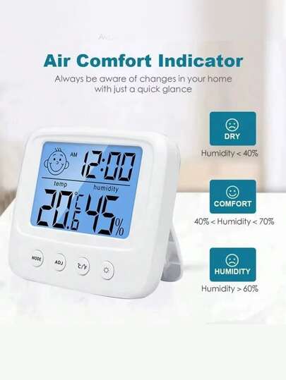 1个全新液晶数字温湿度计婴儿房湿度计背光家用室内电子温湿度计气象站