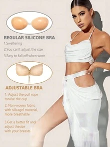 1Pc/4Pcs Sticky Bra, Backless Strapless Bra Push Up, Adhesive Invisible Lift Up Bras - Multicolor - View 6