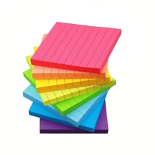 8 Color/Pack Horizontal Line Sticky Notes, 3x3in Notes Pads,Multi-Color Square Memo Pads, Fluorescent Sticky Memo Pad Suitable For Students, Offices - Multicolor - View 7