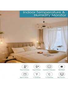 1个全新液晶数字温湿度计婴儿房湿度计背光家用室内电子温湿度计气象站 - 白色 - 查看 3