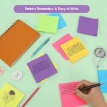 8 Color/Pack Horizontal Line Sticky Notes, 3x3in Notes Pads,Multi-Color Square Memo Pads, Fluorescent Sticky Memo Pad Suitable For Students, Offices - Multicolor - View 5