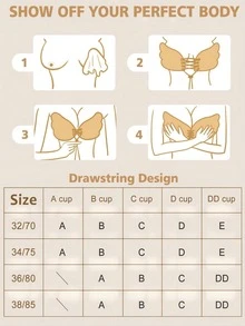 1Pc/4Pcs Sticky Bra, Backless Strapless Bra Push Up, Adhesive Invisible Lift Up Bras - Multicolor - View 4