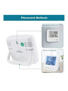 1个全新液晶数字温湿度计婴儿房湿度计背光家用室内电子温湿度计气象站 - 白色 - 查看 11