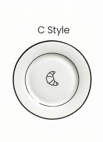 Cirelle 1PC Ceramic Plates Used In The Kitchen, With Various Different Elements In The Plates Suitable For Use By Various People - Multicolor - Ver 6