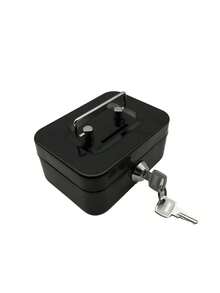 1pc Solid Color Metallic Key Lock Storage Box, Cash Box, Adult Storage, Collection Box, Cash Register, Money Jar Best Gifts For Birthdays And Graduations - Black - View 4