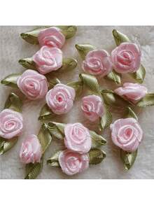 Rosas artificiales de satén hechas a mano, apliques de tela con rosetas para decoración de boda, manualidades y accesorios de costura - Multicolor - Ver 4