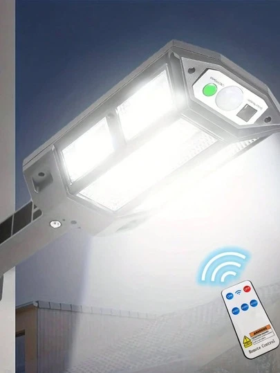 1PC Ultra Bright 6500k Outdoor Solar Wall Light With Remote Control, Motion Sensor & 43 Led For Yard Lighting Ip65 Waterproof