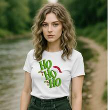 PLAYERA DE DAMA CON  DISEÑO GRAFICO HOHOHO! IDEAL PARA OTOÑO, INVIERNO, NAVIDAD, FIESTAS CHRISTMAS, HOHOHO! - BLANCA - Ver 1