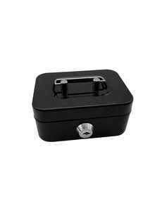 1pc Solid Color Metallic Key Lock Storage Box, Cash Box, Adult Storage, Collection Box, Cash Register, Money Jar Best Gifts For Birthdays And Graduations - Black - View 6