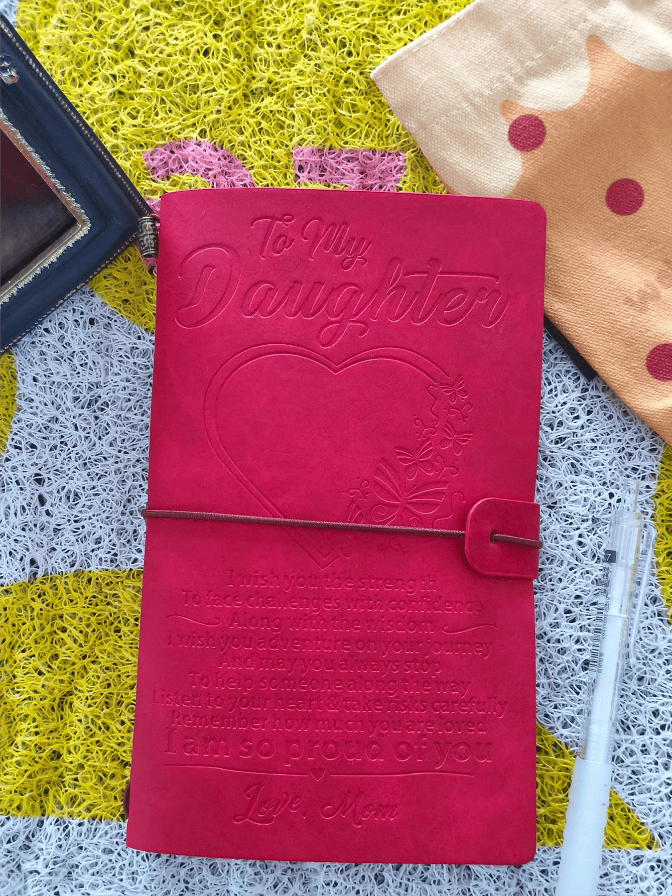 1pc Leather Notebook, Vintage Style Wrap Closure Journal With Creative Design, Portable Travel Diary, Daily Notebook Notebooks For School 2025 Diary - red - View 1