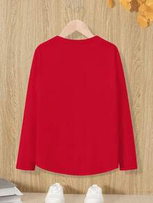 Camiseta de manga larga 100% algodón para dama de cuello redondo corte holgado, muy suave y cómoda con diseño de Santa Rockero - Rojo - Ver 2