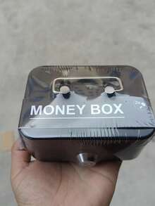 1pc Solid Color Metallic Key Lock Storage Box, Cash Box, Adult Storage, Collection Box, Cash Register, Money Jar Best Gifts For Birthdays And Graduations - Black - View 11