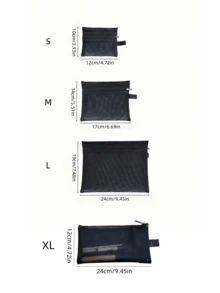 网状化妆包，带拉链，日常或旅行收纳小物件，半透明网状经典便携旅行包，化妆旅行洗漱包，透明必备品收纳包，拉链配件美甲包 - 彩色 - 查看 18