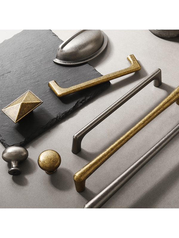 2件套，中古风格橱柜抽屉，带小把手，复古风格仿古青铜色，简约法式风格，轻奢民宿橱柜门，衣柜把手