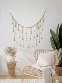 1 PC Hanging Photo Frame With 30 Clips, Boho Wood Bead Decor Hanging Frame Clip For Dorm, Classroom, Bedroom. Home Room Office Decoration, For Christmas Valentine's Day New Year Decor. 110cm/43.3in