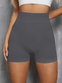 Pantalones cortos deportivos de cintura alta para mujer, pantalones cortos elásticos, con diseño que realza los glúteos. Pantalones cortos deportivos para mujer, pantalones cortos de fitness, pantalones cortos de ciclismo. - Gris - View 5
