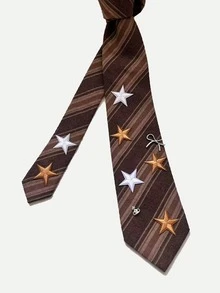 ROMWE Grunge Punk 1pc Gothic Punk Rivet Necktie, Subculture Accessory For Women, Halloween - Multicolor - View 3
