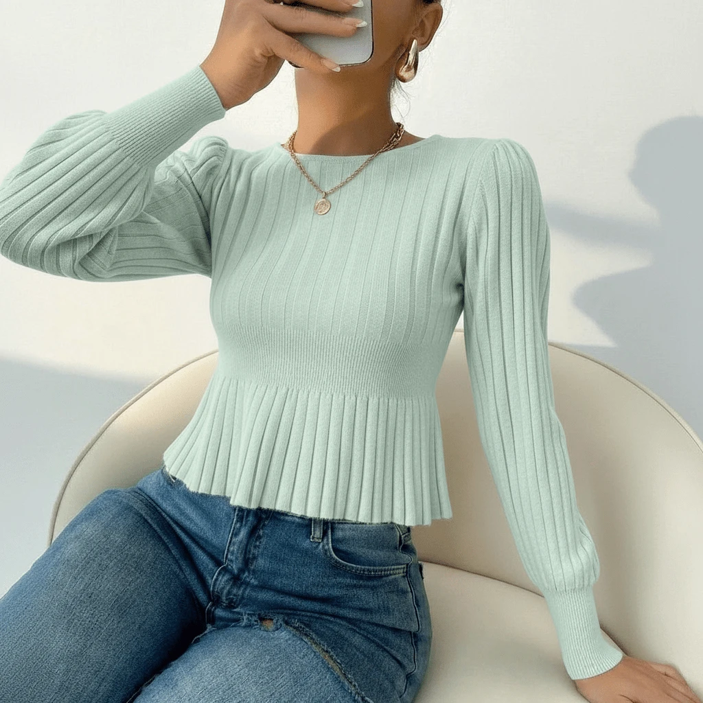 Women Knit Tops - Green - View 1