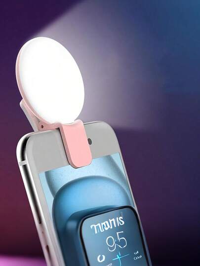 Mini Anillo de Luz, Anillo de Luz Clip Pequeño Sansent Actualizado, Luz LED Portátil para Teléfono, 4 Modos de Iluminación de Color y Brillo Ajustable