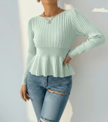 Women Knit Tops - Green - View 3