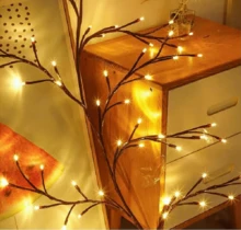 Teckwe 树枝灯，8种照明模式，柔软灵活的柳枝灯，适合室内客厅和卧室装饰、氛围照明、派对、聚会、生日礼物、万圣节和圣诞节装饰灯。 - 棕色 - 查看 4