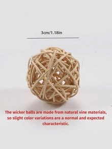 5/10/15/50pcs Wicker Balls Toys For Parrots, 3cm Diameter Parrot Foot Toys To Chew And Bite, Woven Wicker Parrot Toys - Beige - View 10