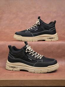 Men High-Top Leather Riding Boots - Black - View 3