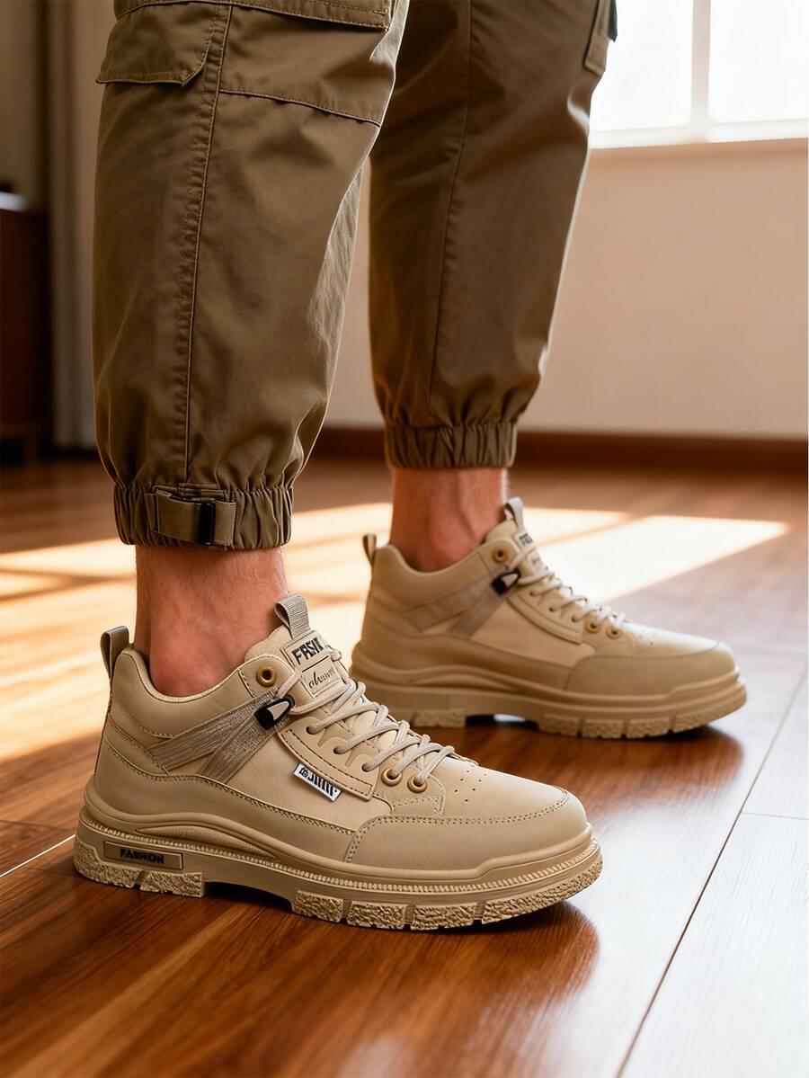 Botas para hombre, botas de invierno para hombre. Botas de estilo retro, estilo táctico urbano, suelas gruesas, antideslizantes y resistentes al desgaste, cómodas y duraderas. Botas de trabajo, botas de motociclista, botines para hombre, zapatos casuales para hombre. Aptas para diversas ocasiones como estar en casa, fiestas al aire librey la oficina, durante todo el año. - Caqui - Ver 1