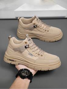 Botas para hombre, botas de invierno para hombre. Botas de estilo retro, estilo táctico urbano, suelas gruesas, antideslizantes y resistentes al desgaste, cómodas y duraderas. Botas de trabajo, botas de motociclista, botines para hombre, zapatos casuales para hombre. Aptas para diversas ocasiones como estar en casa, fiestas al aire librey la oficina, durante todo el año. - Caqui - Ver 3