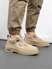 Botas para hombre, botas de invierno para hombre. Botas de estilo retro, estilo táctico urbano, suelas gruesas, antideslizantes y resistentes al desgaste, cómodas y duraderas. Botas de trabajo, botas de motociclista, botines para hombre, zapatos casuales para hombre. Aptas para diversas ocasiones como estar en casa, fiestas al aire librey la oficina, durante todo el año. - Caqui - Ver 4