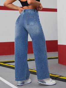 Ropa vaquera de mujer Mezclilla Pantalón recto Pantalón vaquero mujer pantalon de mujer pantalón de mujer pantalones para mujer pantalón pantalones de dama pantalones baggy - Azul - Ver 5